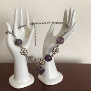 Ametyst in rhodium necklace